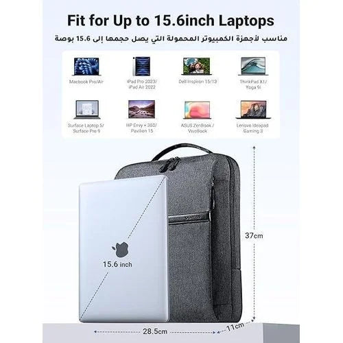 UGREEN Laptop Backpack 15.6-Inch LP664 Dark Grey Water-Resistant 600D Oxford Fabric & Shockproof Ergonomic Travel Bag