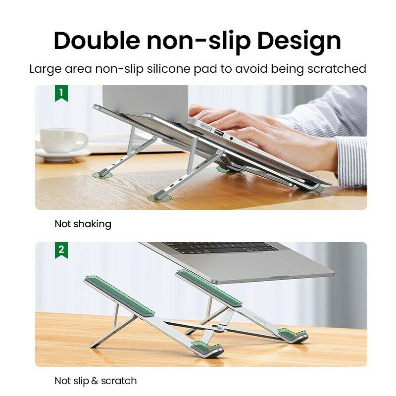 UGREEN Foldable Laptop Stand LP451 Silver High-Grade Aluminum Alloy 5-Level Adjustable Height & Anti-Slip Silicone Pads