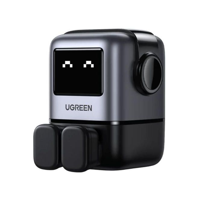 UGREEN Uno Robot 65W 3-Port GaN Fast Charger CD361 Grey UK Plug & Interactive LED Display