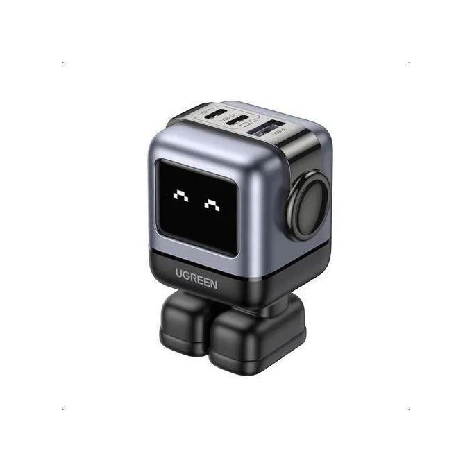 UGREEN Uno Robot 65W 3-Port GaN Fast Charger CD361 Grey UK Plug & Interactive LED Display