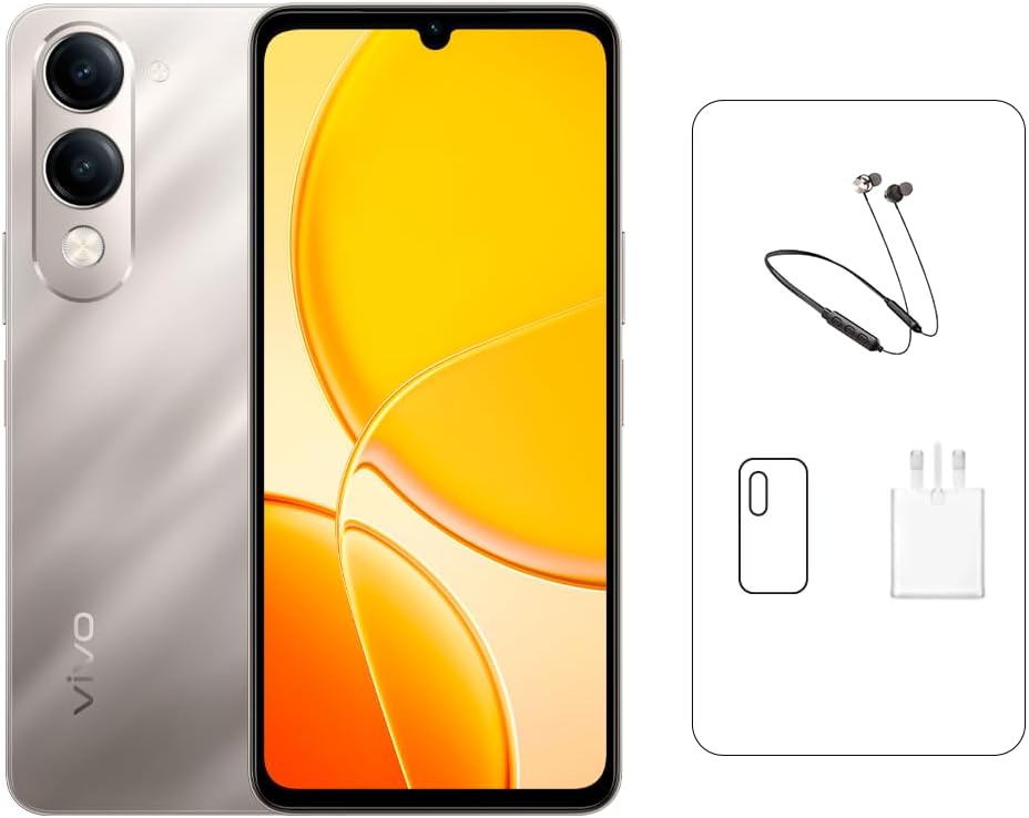 Vivo Y04 Smartphone (Model V2430) 6.74-Inch 90Hz Display 4GB RAM 128GB ROM 5500mAh Battery 4G LTE - Titanium Gold