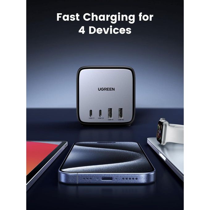 UGREEN DigiNest Cube Power Strip CD268 Black 7-in-1 65W GaN Fast Charging Station with 1.8M Cord