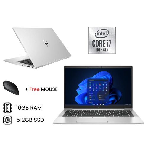 HP EliteBook 840 G7 (1D1X3UT) 14-inch Full HD IPS Touchscreen 10th Gen Intel Core i7-10510U 4-Core 16GB DDR4 RAM 512GB PCIe NVMe SSD Intel UHD Graphics Backlit Keyboard Fingerprint Face ID Windows 11 Pro Natural Silver