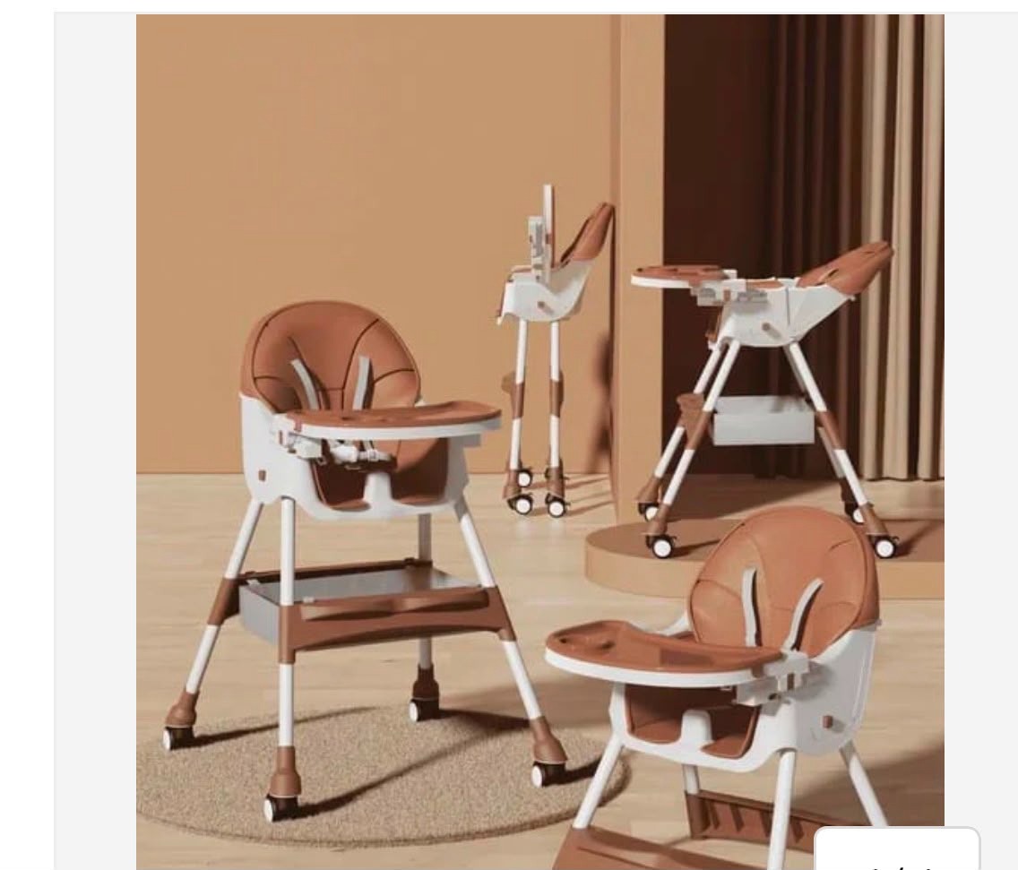 Baby Trend 4-in-1 Convertible High Chair & Booster Seat - Mocha Brown Leatherette, Adjustable Recline, Removable Double Tray & Lockable Wheels