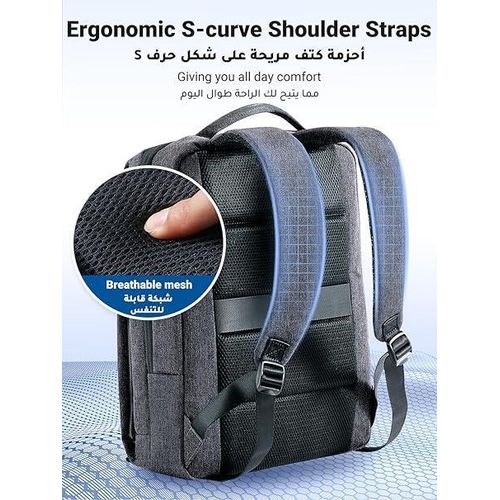 UGREEN Laptop Backpack 15.6-Inch LP664 Dark Grey Water-Resistant 600D Oxford Fabric & Shockproof Ergonomic Travel Bag
