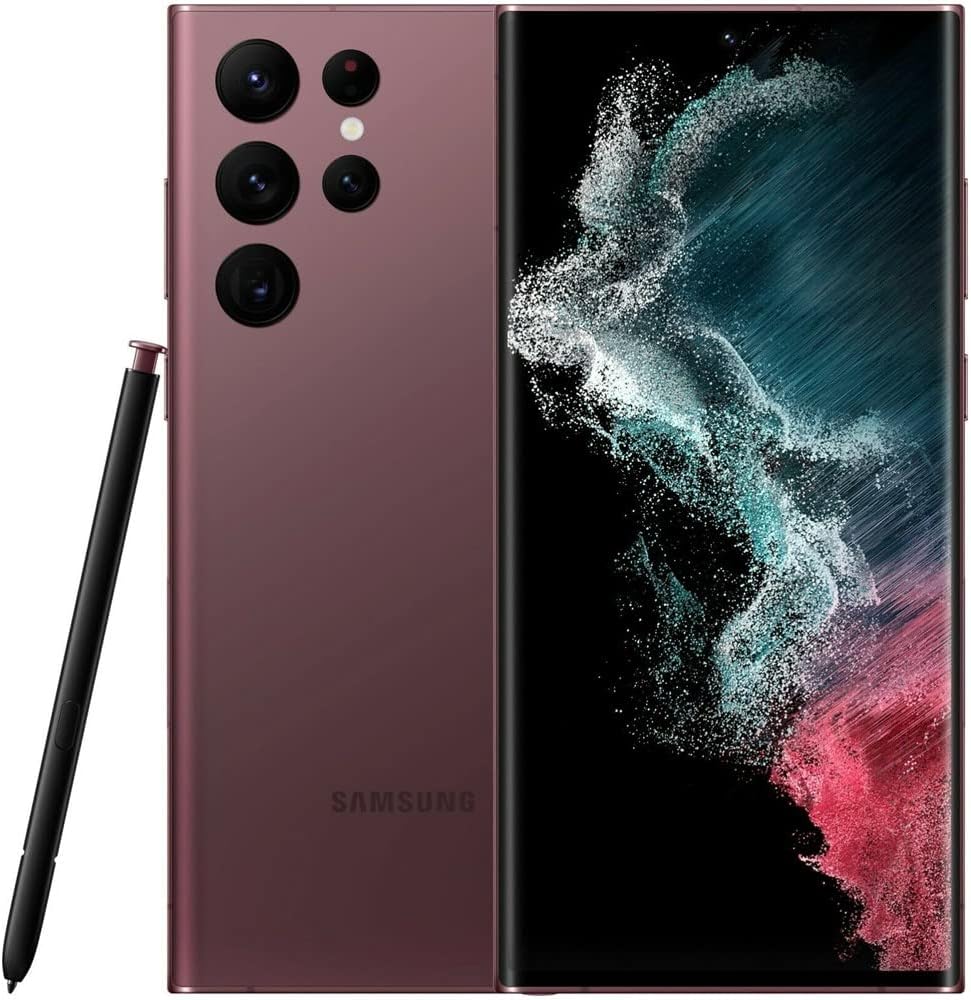 Samsung Galaxy S22 Ultra 5G (Model SM-S908E) 256GB Storage, 12GB RAM, 6.8-Inch Dynamic AMOLED 2X 120Hz Display, 108MP Quad Camera