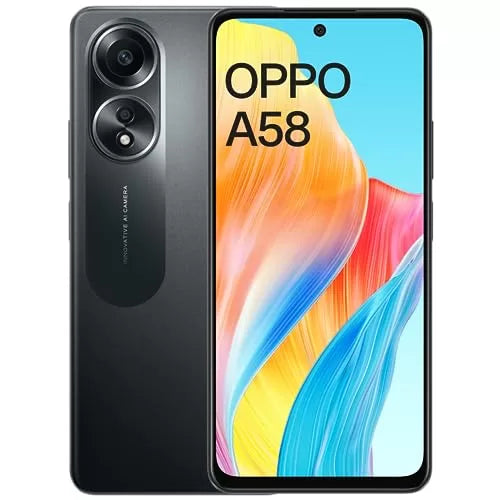 OPPO A58 Smartphone (Model CPH2577) 6.72-Inch FHD+ Sunlight Display 8GB RAM 128GB ROM 5000mAh Battery - Glowing Black