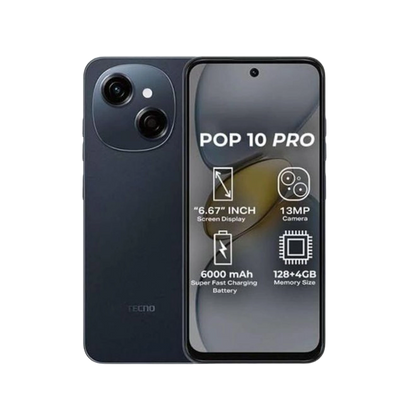 Tecno Pop 10c Smartphone (Model KI5k) 6.6-Inch 90Hz Display 4GB RAM 128GB ROM 5000mAh Battery 4G LTE - Meta Blue