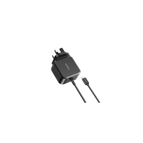 UGREEN USB-C 67W PD GaN Tech Power Adapter X377 Black UK Plug with 3 Interchangeable DC Connectors