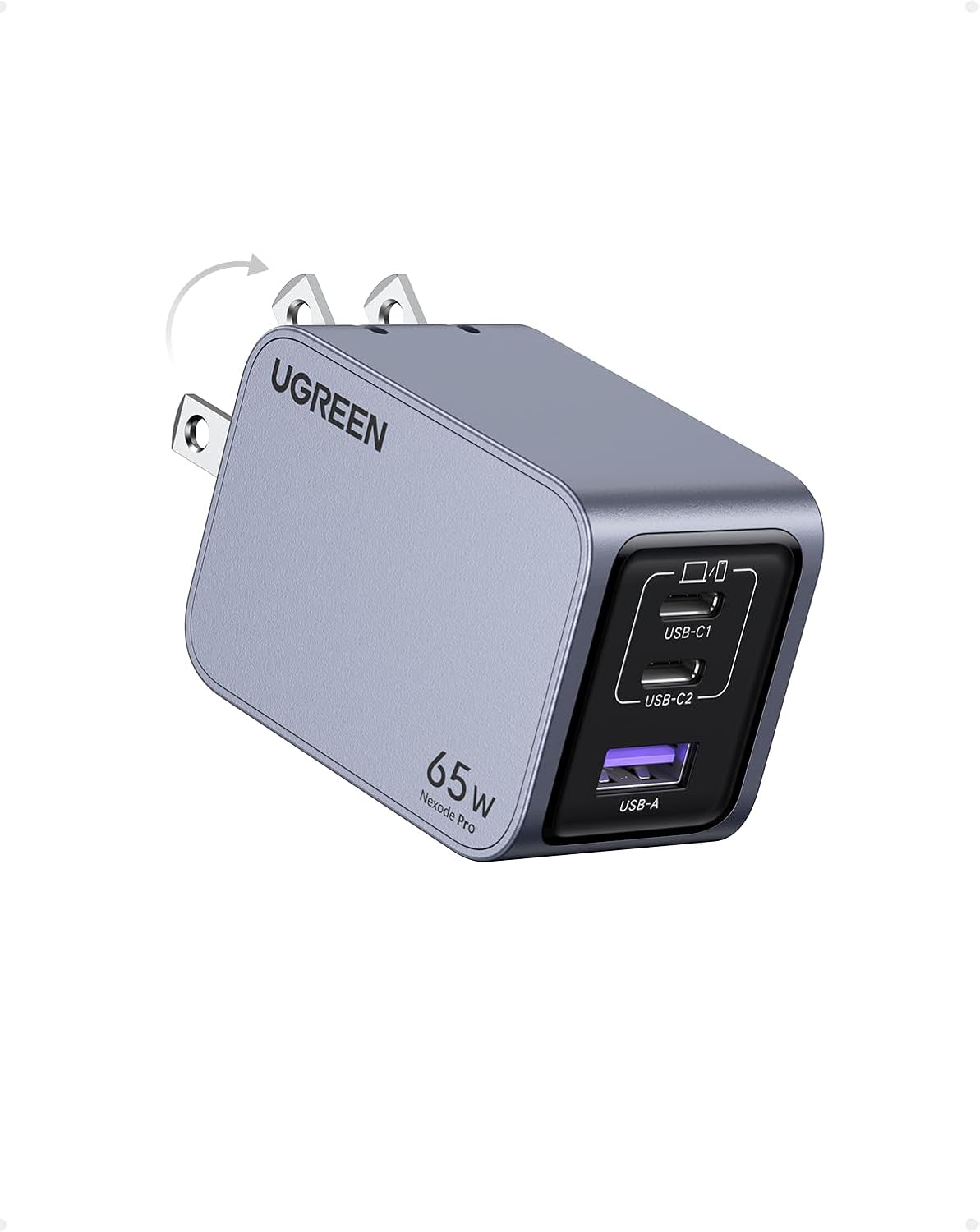 UGREEN Nexode Pro 65W 3-Port GaN Fast Charger X755 Grey UK Plug with 1.5M 100W USB-C Cable