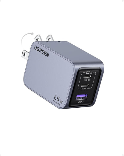 UGREEN Nexode Pro 65W 3-Port GaN Fast Charger X755 Grey UK Plug with 1.5M 100W USB-C Cable