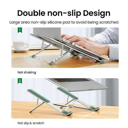 UGREEN Foldable Laptop Stand LP451 Silver High-Grade Aluminum Alloy 5-Level Adjustable Height & Anti-Slip Silicone Pads