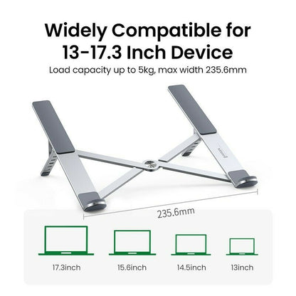 UGREEN Foldable Laptop Stand LP451 Silver High-Grade Aluminum Alloy 5-Level Adjustable Height & Anti-Slip Silicone Pads