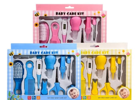 BabyCare 10-Piece Complete Newborn Grooming & Healthcare Kit - Digital Thermometer, Safety Scissors, Hair Care Set & Nasal Aspirator
