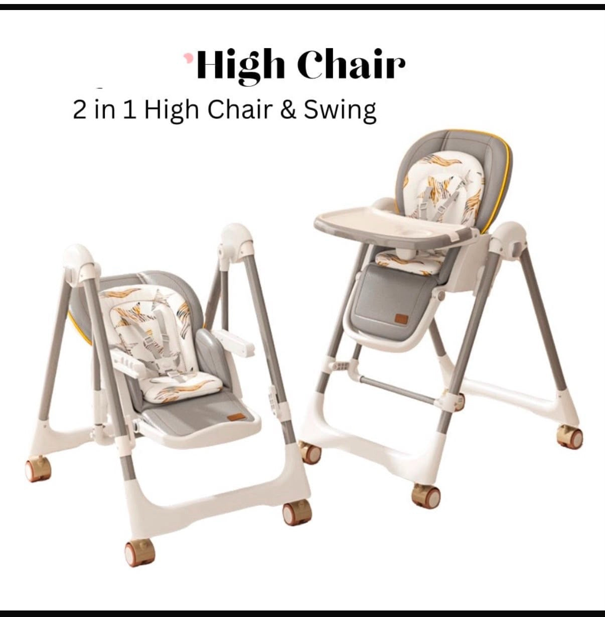 Baby Trend HS02 2-in-1 Convertible High Chair & Electric Baby Swing - Adjustable Recline, Removable Tray & Lockable Wheels
