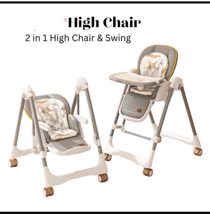 Baby Trend HS02 2-in-1 Convertible High Chair & Electric Baby Swing - Adjustable Recline, Removable Tray & Lockable Wheels