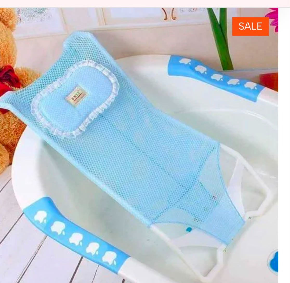 Baby Bath Support Mesh Seat Rack - Non-Slip Bath Tub Sling, Padded Headrest & Breathable Mesh