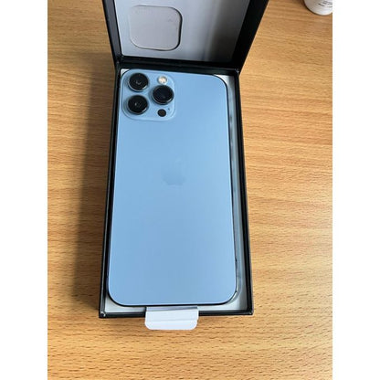 Apple iPhone 13 Pro Max 6.7-Inch Super Retina XDR OLED Smartphone with A15 Bionic Chip, 128GB Storage, 12MP Triple Camera System with Night Mode and ProRAW, ProMotion 120Hz Display, Ceramic Shield Front, Face ID, 5G Connectivity, iOS, Stainless Steel Design (Model A2643)