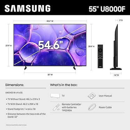 Samsung 55-Inch Crystal UHD 4K Smart TV (55U8000FU) with Crystal Processor 4K, Tizen OS, HDR10+, Bluetooth & 2-Year Official Warranty