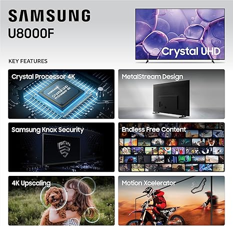 Samsung 55-Inch Crystal UHD 4K Smart TV (55U8000FU) with Crystal Processor 4K, Tizen OS, HDR10+, Bluetooth & 2-Year Official Warranty