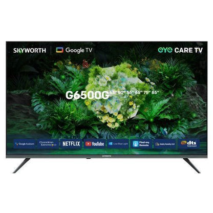 Skyworth 43-Inch 4K UHD Smart Google TV (43G6500G) with Boundless Screen 4.0, HDR10, Dolby Audio, Find-My Remote & 1-Year Official Warranty