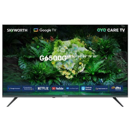 Skyworth 65-Inch 4K UHD Smart Google TV (65G6500G) with Boundless Screen 4.0, HDR10, Dolby Audio, Find-My Remote & 1-Year Official Warranty