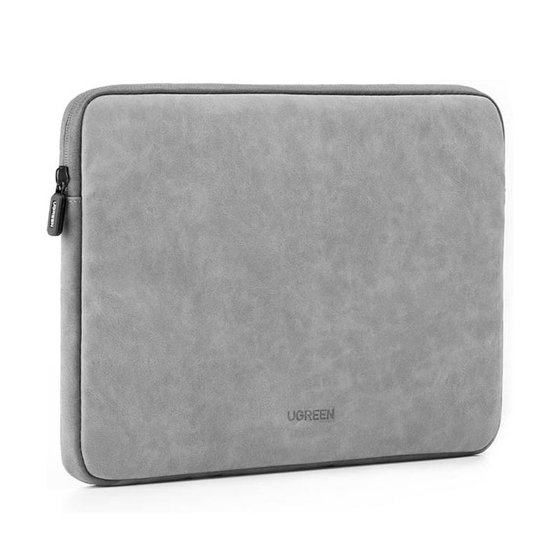 UGREEN Laptop Sleeve Case 14-14.9-Inch LP187 Grey Water-Resistant PU Leather & Velvet Lining Protective Bag