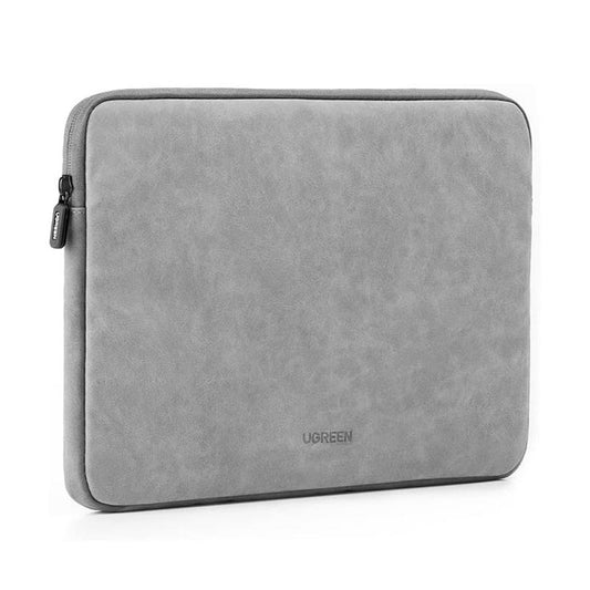 UGREEN Laptop Sleeve Case 14-14.9-Inch LP187 Grey Water-Resistant PU Leather & Velvet Lining Protective Bag