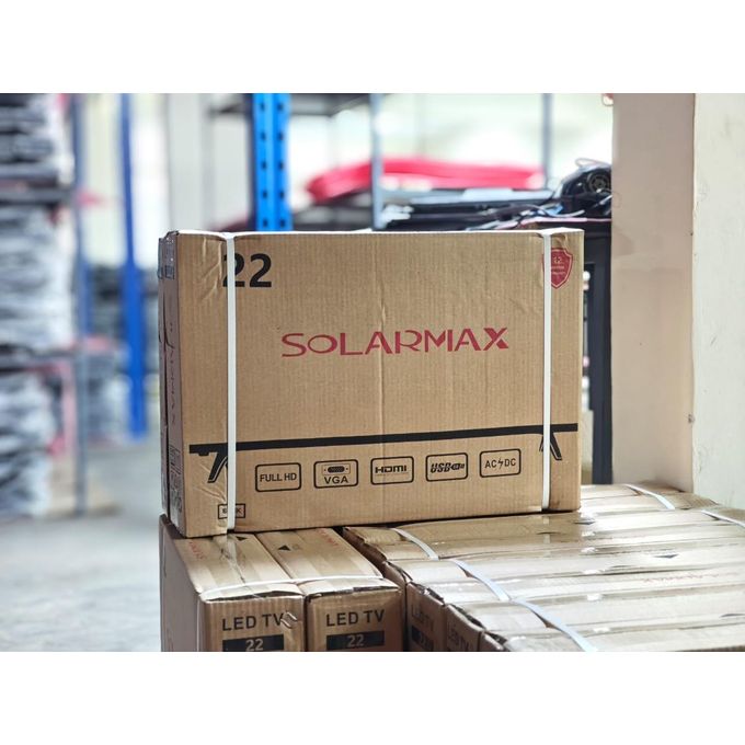 Solarmax 22-Inch HD Digital LED TV, AC/DC Solar-Ready Television with Inbuilt Decoder, HDMI & USB Connectivity