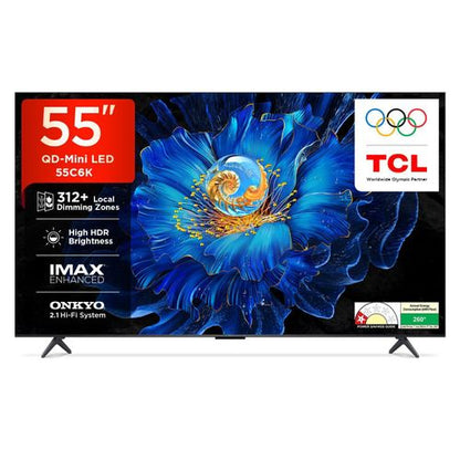 TCL 55-Inch 4K QD-Mini LED Google TV (55C6K) with 144Hz VRR, AiPQ Pro Processor, ONKYO 2.1 Sound System & 2-Year Official Warranty