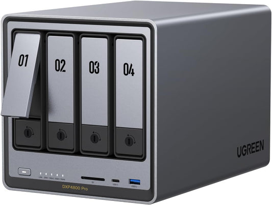 UGREEN NASync DXP4800 Plus 4-Bay Network Attached Storage CM752 Intel Pentium 8505 8GB DDR5 RAM 128GB SSD 10GbE