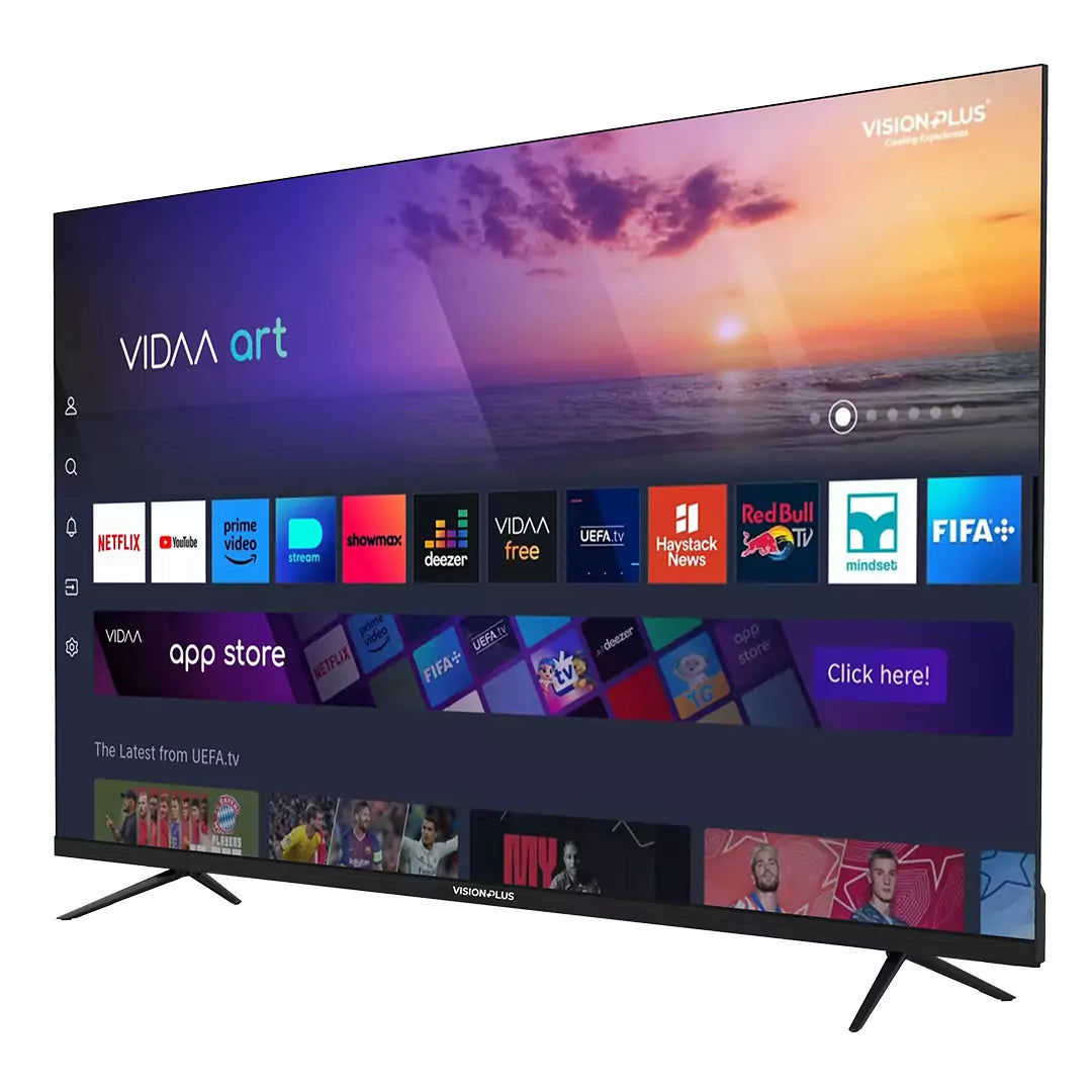 Vision Plus 55-Inch 4K UHD Frameless Smart TV with VIDAA OS, Bluetooth, Wi-Fi, Netflix, YouTube & 2-Year V+ Care Warranty