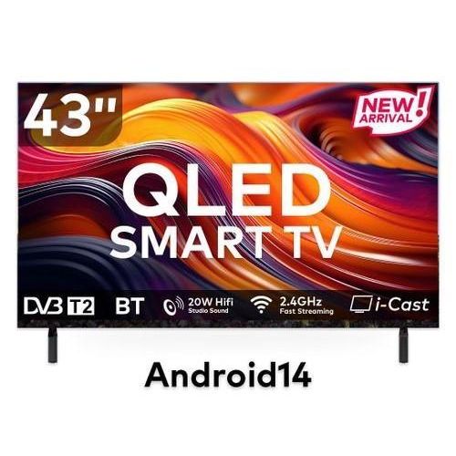 Vitron 43-Inch Smart QLED Frameless Android TV (HTC4300QFS) with Bluetooth, Wi-Fi, Netflix, YouTube, Inbuilt Decoder & 1-Year Official Warranty