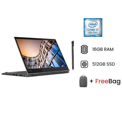 Lenovo ThinkPad X1 Yoga Gen 3 (20LD/20LE/20LF/20LG) 14.0" WQHD/FHD IPS Touchscreen 8th Gen Intel Core i7-8550U 4-Core (4.0GHz Turbo) 16GB LPDDR3 2133MHz RAM 512GB PCIe NVMe SSD Intel UHD 620 Backlit KB Fingerprint Garaged Active Stylus Pen x360 Convertible Windows 11 Pro Black